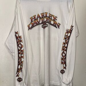 Vintage 2004 Harley-Davidson Flame White Long Sleeve Shirt